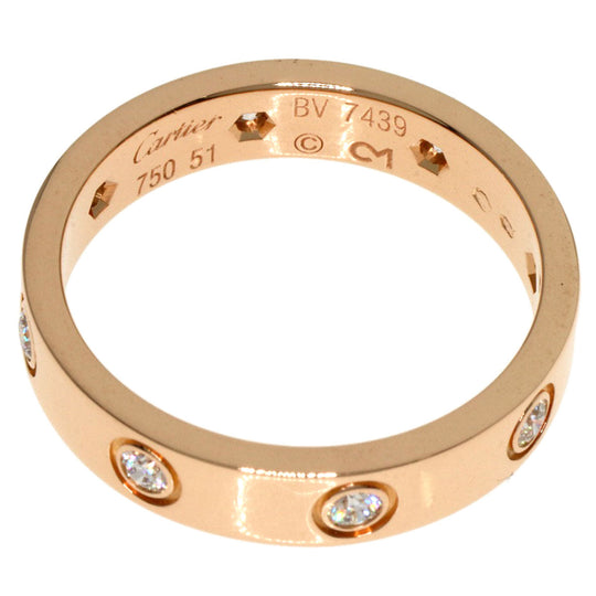 CARTIER Ring 18K Pink Gold gold Mini love ring full diamond #51 Women Used Authentic