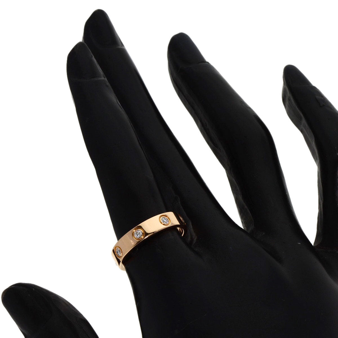 CARTIER Ring 18K Pink Gold gold Mini love ring full diamond #51 Women Used Authentic