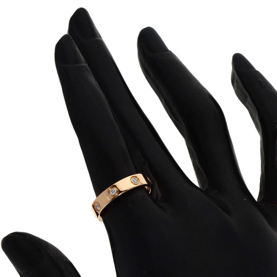 CARTIER Ring 18K Pink Gold gold Mini love ring full diamond #51 Women Used Authentic