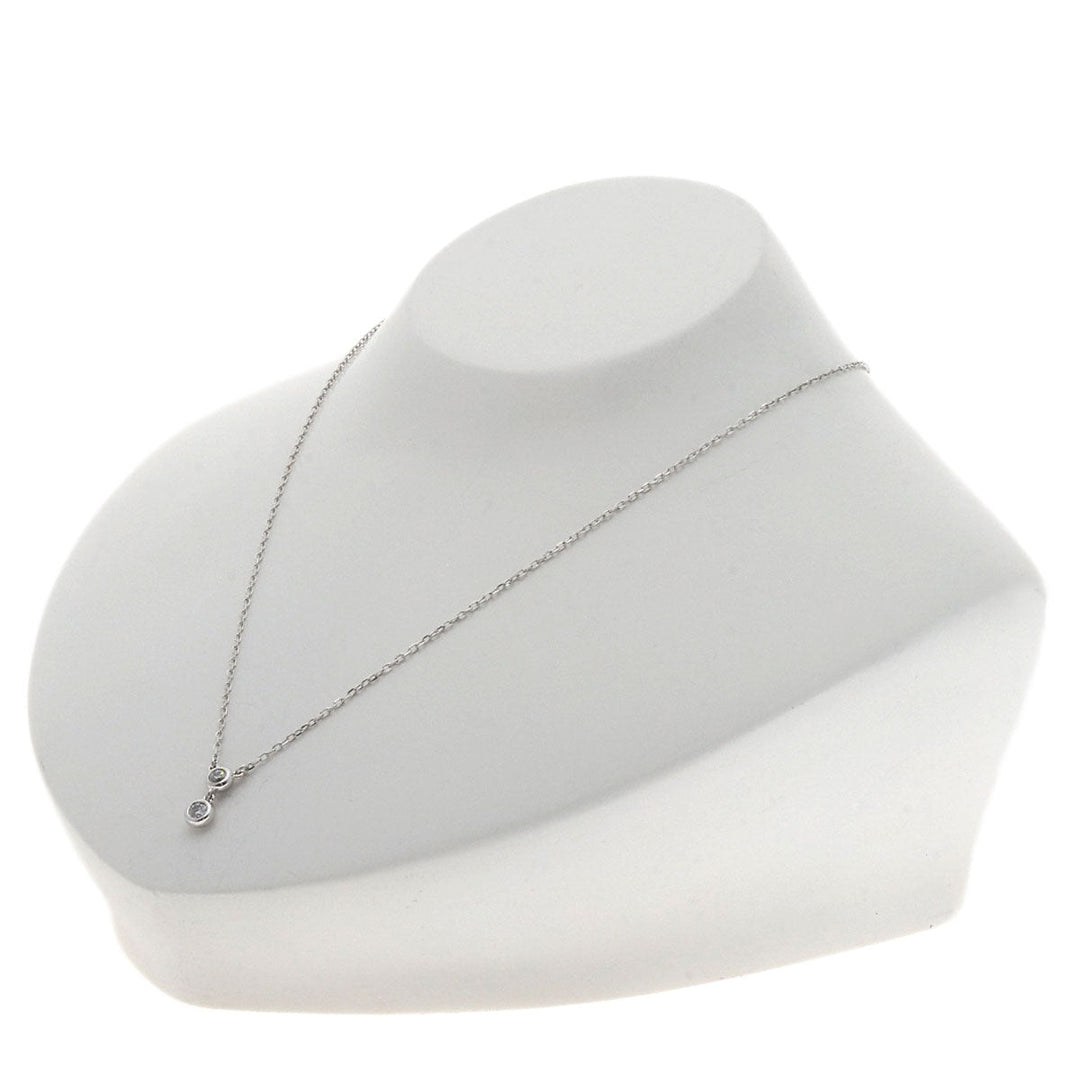 MIKIMOTO Necklace K18WG Silver Diamond Necklace Women Used Authentic