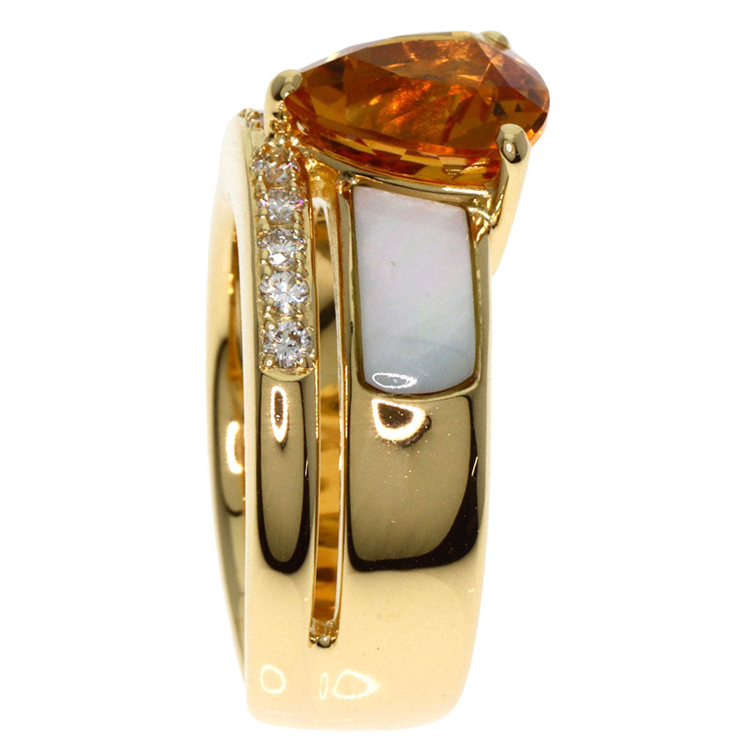 TASAKI Ring 18K Yellow Gold gold Citrine White Shell Diamond