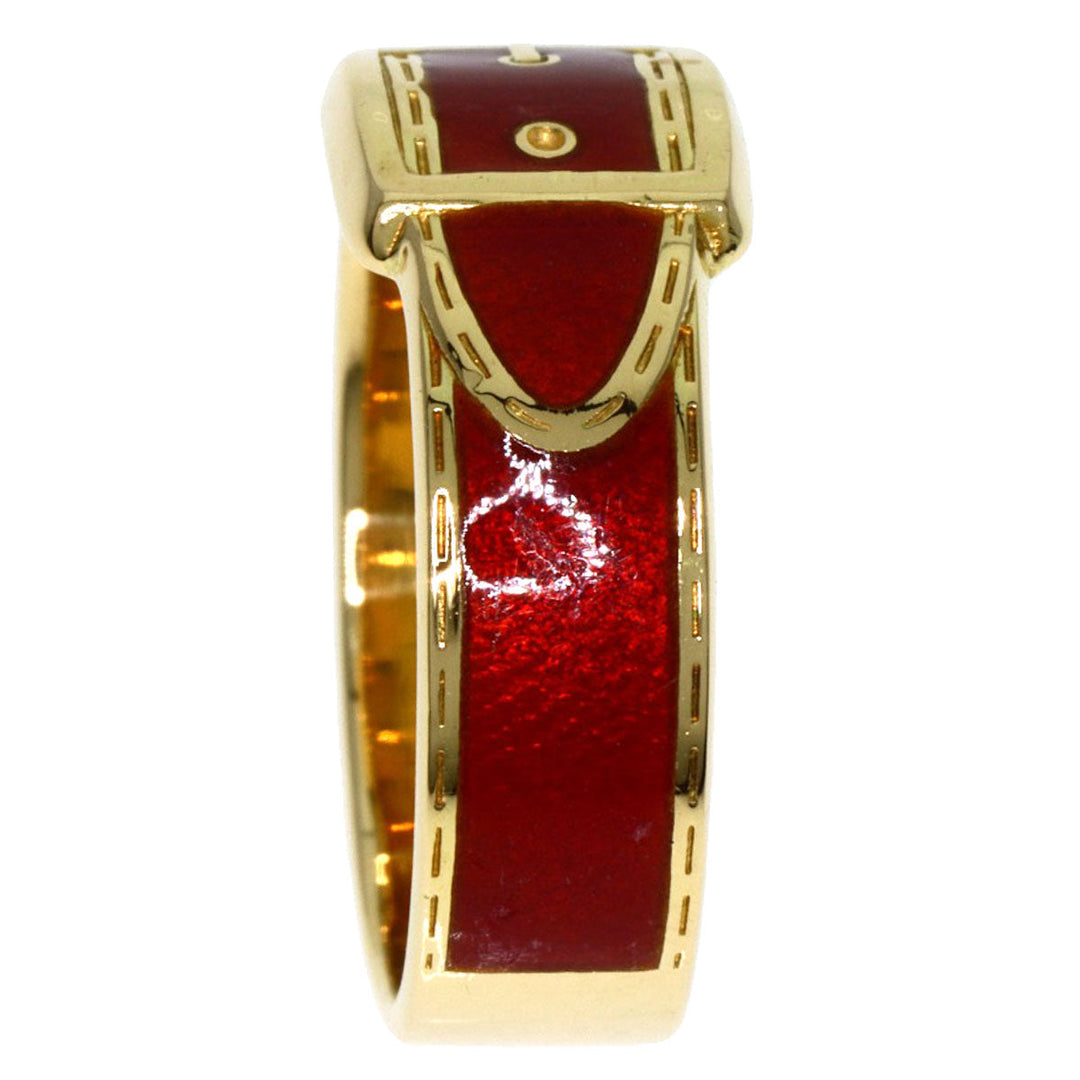 GUCCI Ring 18K Yellow Gold gold Belt motif enamel
