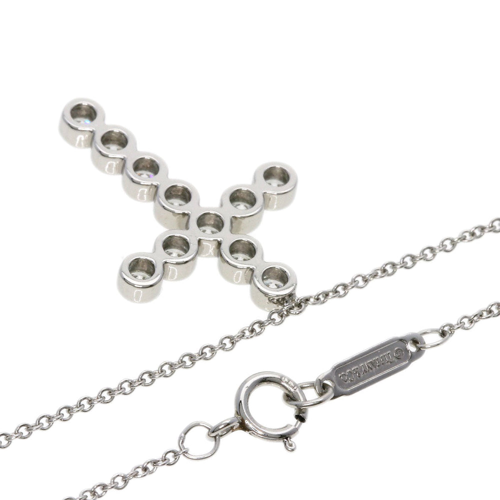 TIFFANY&Co. Necklace PT950 Silver Jazz Cross Diamond
