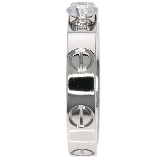 CARTIER Ring K18WG Silver Mini love ring Diamond #47 E-VS1-EX Women Used Authentic