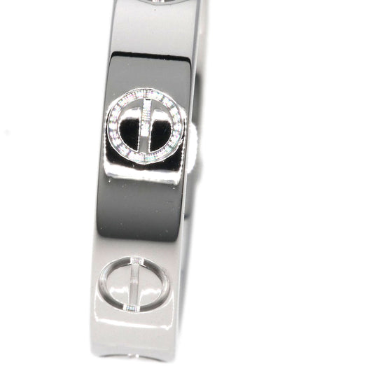CARTIER Ring K18WG Silver Mini love ring Diamond #47 E-VS1-EX Women Used Authentic