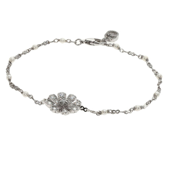 GUCCI bracelet K18WG Silver Flora Diamond Pearl Women Used Authentic