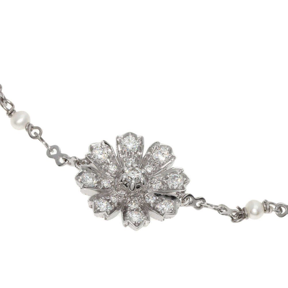 GUCCI bracelet K18WG Silver Flora Diamond Pearl Women Used Authentic