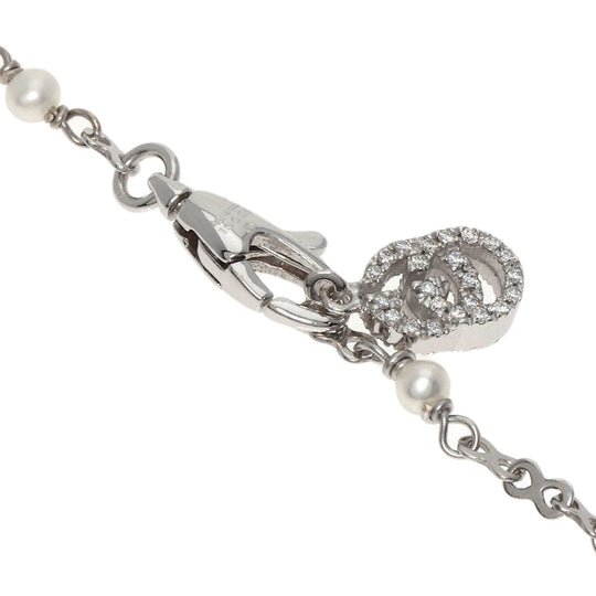 GUCCI bracelet K18WG Silver Flora Diamond Pearl Women Used Authentic