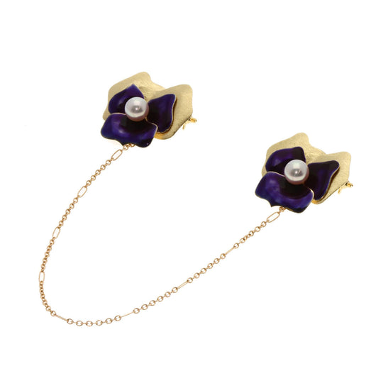 MIKIMOTO Brooch K14YG gold Akoya Pearl Pearl ChainBrooch