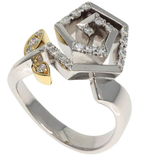 IWAKURA KOJI Ring K18WG Silver Rose motif diamond