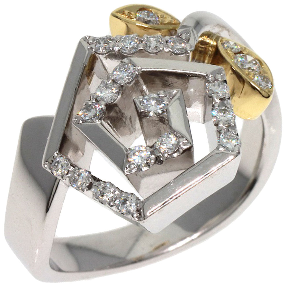 IWAKURA KOJI Ring K18WG Silver Rose motif diamond