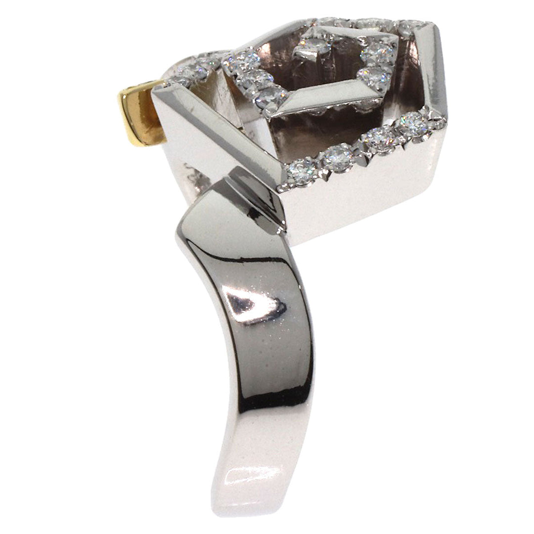 IWAKURA KOJI Ring K18WG Silver Rose motif diamond