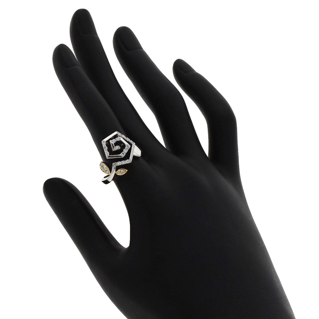 IWAKURA KOJI Ring K18WG Silver Rose motif diamond