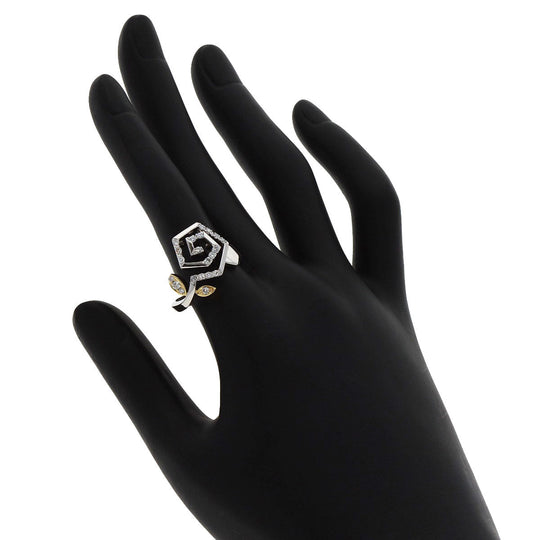 IWAKURA KOJI Ring K18WG Silver Rose motif diamond