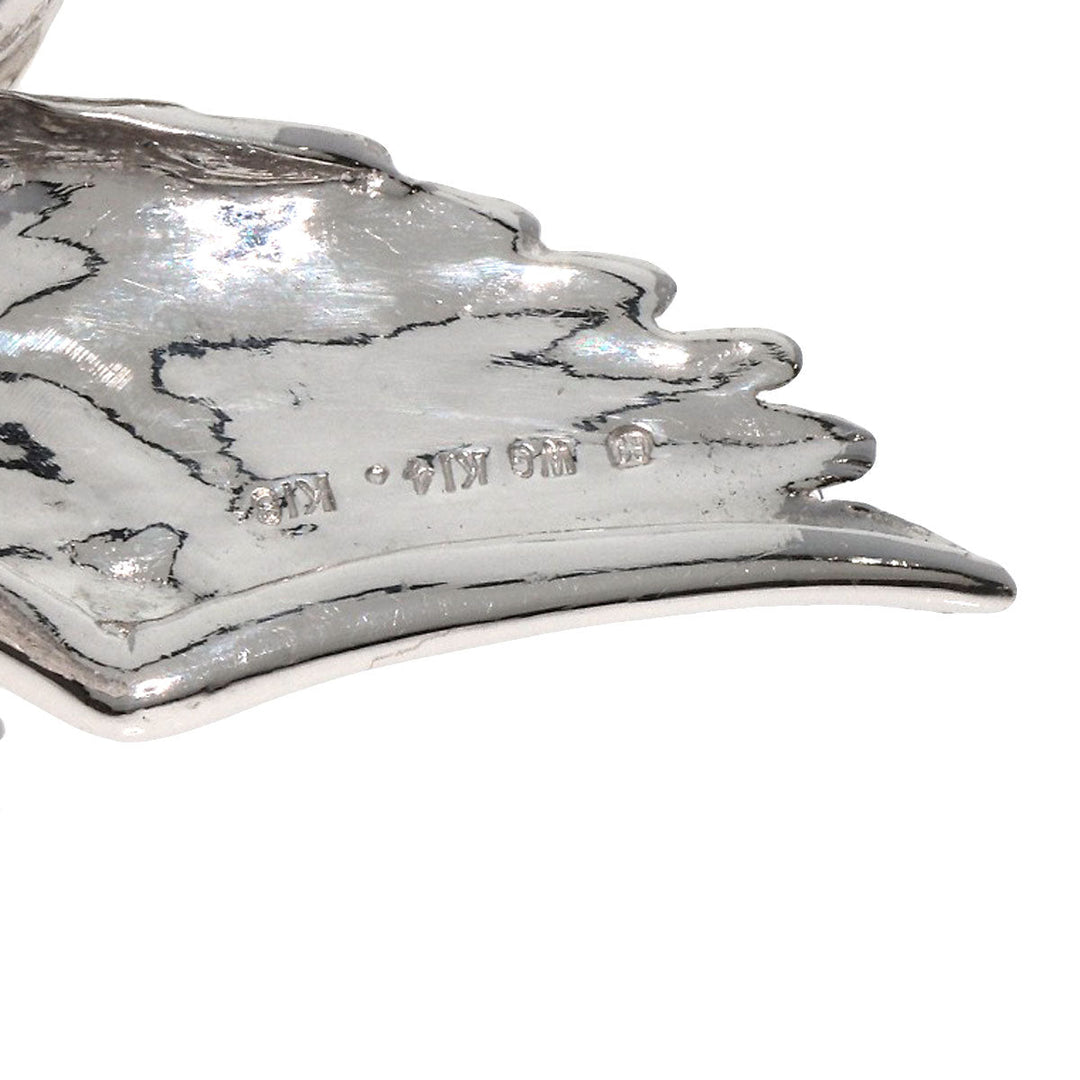 MIKIMOTO Brooch K18WG Silver Bird Motif Water Opal Sapphire Diamond