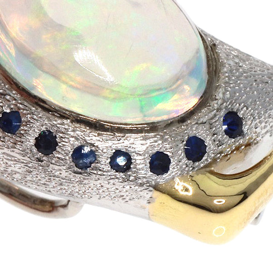 MIKIMOTO Brooch K18WG Silver Bird Motif Water Opal Sapphire Diamond