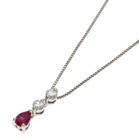 CRESCENT VERT Necklace K18WG Silver Ruby diamond Women Used Authentic