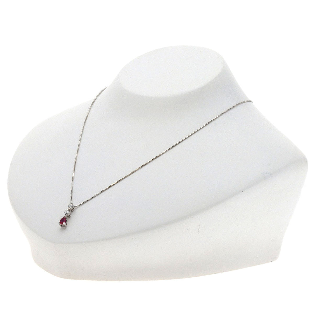 CRESCENT VERT Necklace K18WG Silver Ruby diamond Women Used Authentic