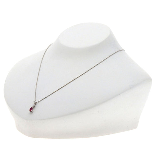 CRESCENT VERT Necklace K18WG Silver Ruby diamond Women Used Authentic