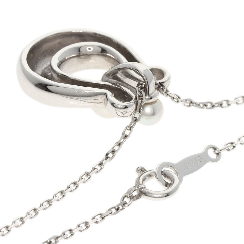 MIKIMOTO Necklace K18WG Silver Pearl Women Used Authentic