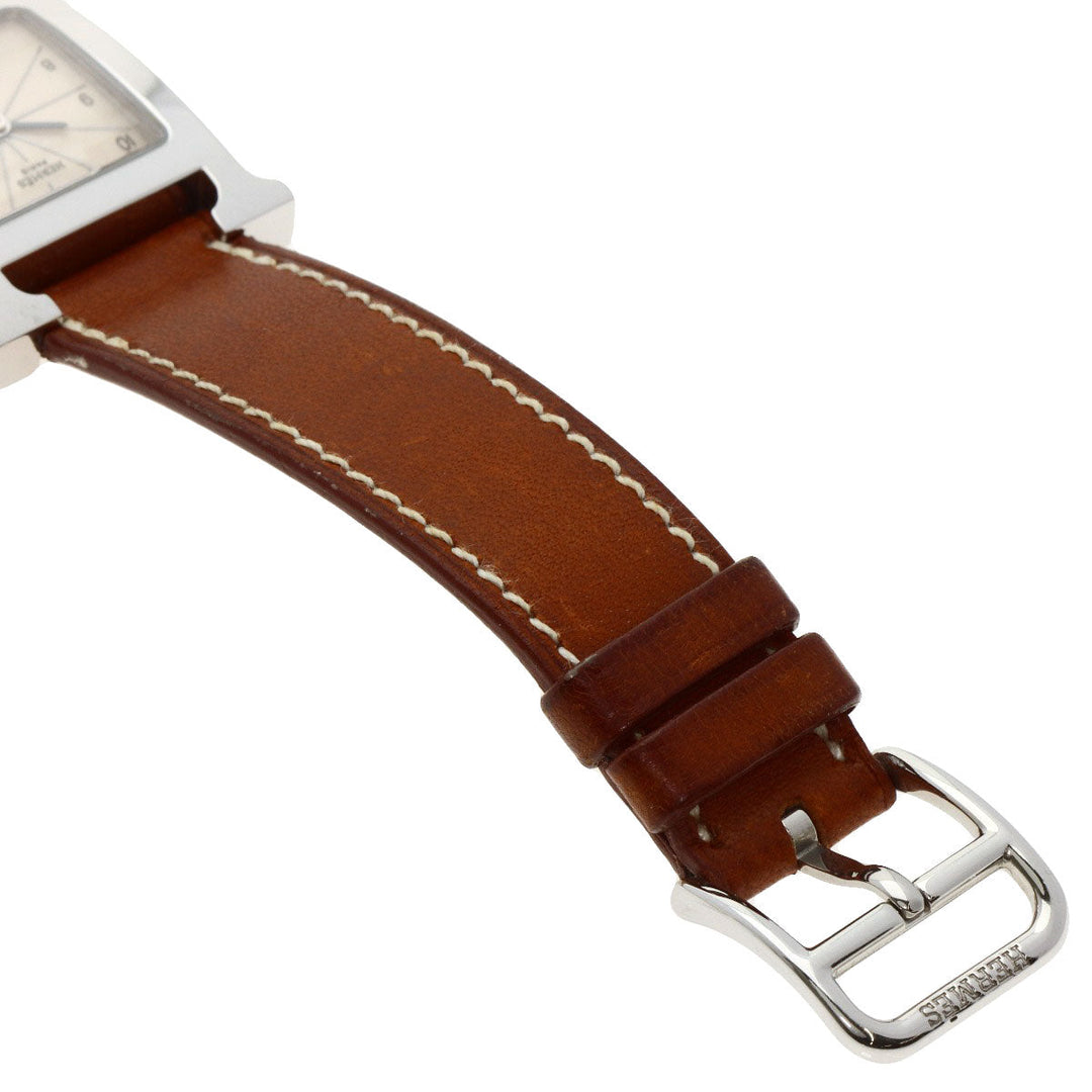 HERMES Watches Quartz HH1.210 Stainless Steel, Leather Silver H watch Deburuturu Silver dial Women Used Authentic