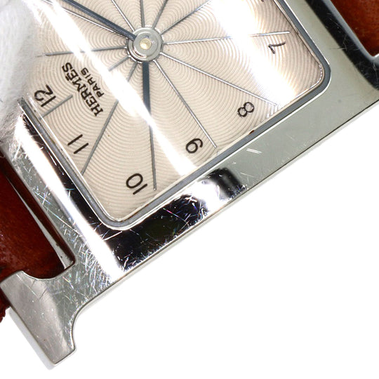 HERMES Watches Quartz HH1.210 Stainless Steel, Leather Silver H watch Deburuturu Silver dial Women Used Authentic