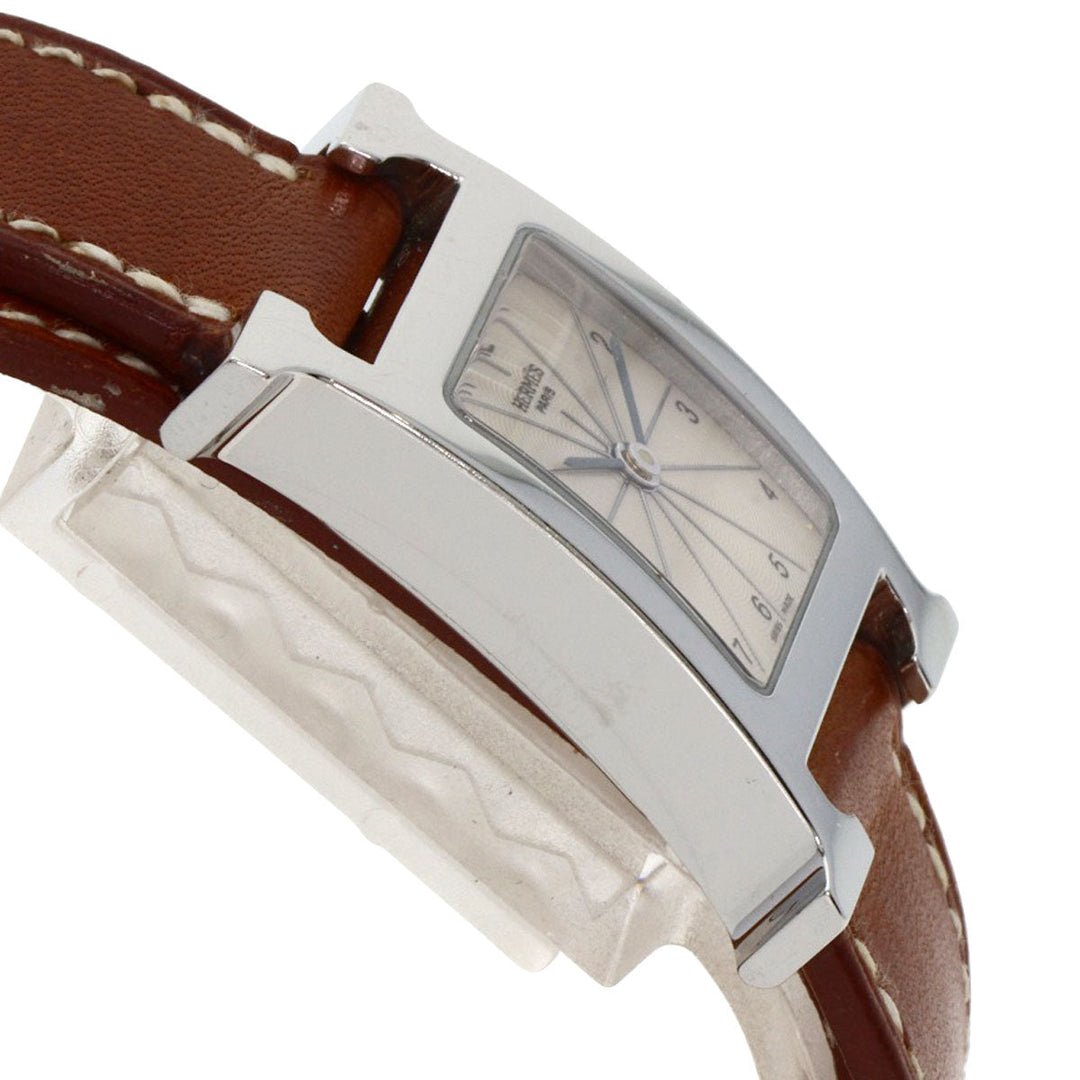 HERMES Watches Quartz HH1.210 Stainless Steel, Leather Silver H watch Deburuturu Silver dial Women Used Authentic