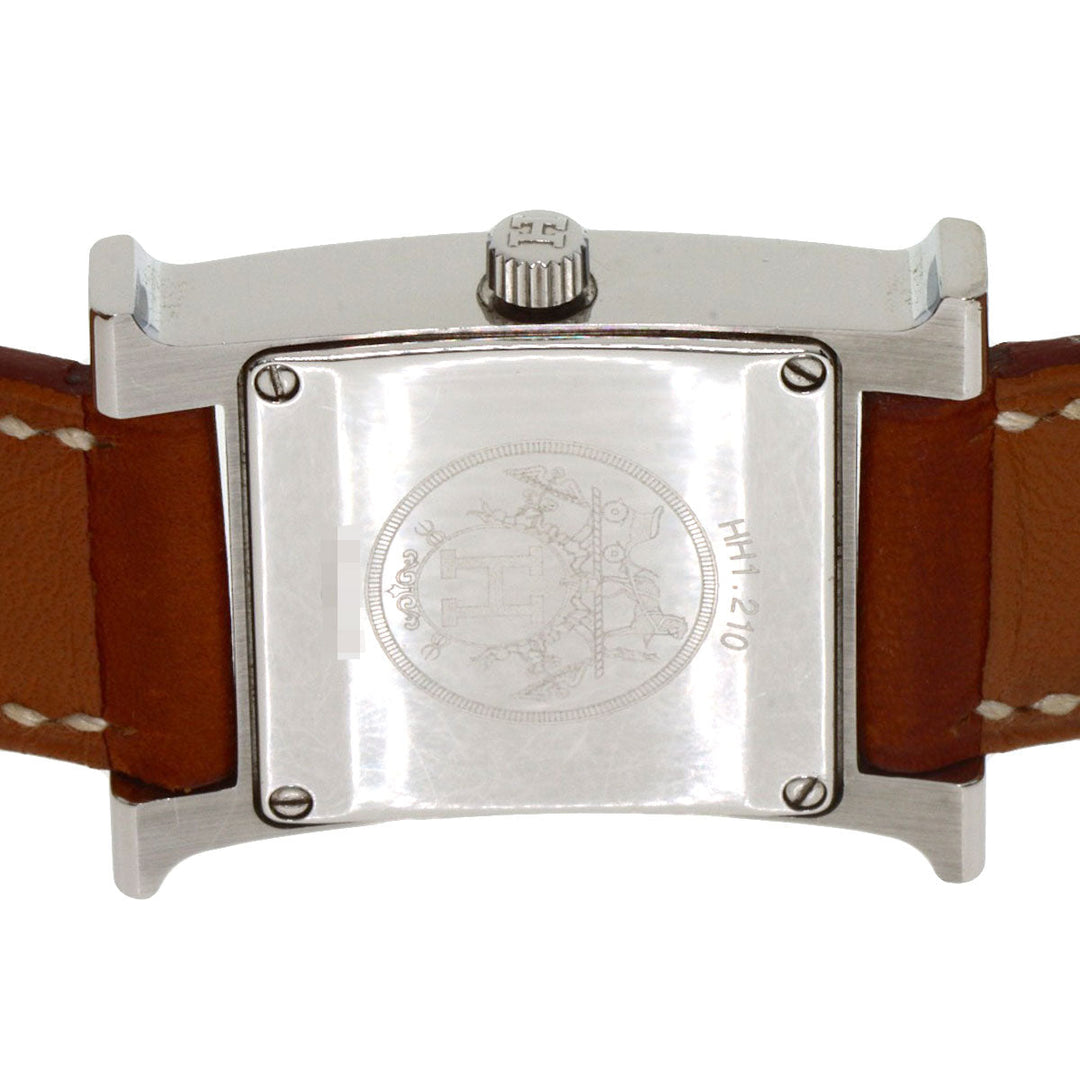 HERMES Watches Quartz HH1.210 Stainless Steel, Leather Silver H watch Deburuturu Silver dial Women Used Authentic