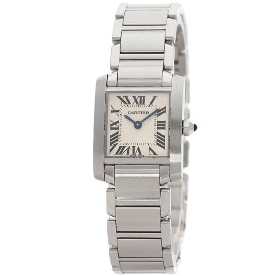CARTIER Watches Quartz W51008Q3 Stainless Steel , Stainless Steel Silver Tank francaise SM Silver dial Women Used Authentic