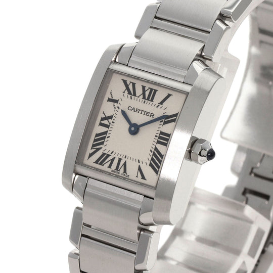 CARTIER Watches Quartz W51008Q3 Stainless Steel , Stainless Steel Silver Tank francaise SM Silver dial Women Used Authentic