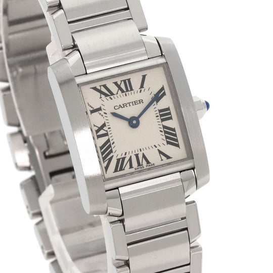 CARTIER Watches Quartz W51008Q3 Stainless Steel , Stainless Steel Silver Tank francaise SM Silver dial Women Used Authentic