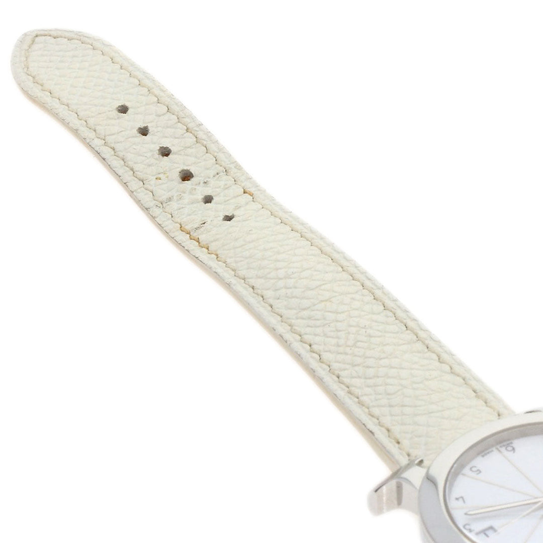 HERMES Watches Quartz HR1.510 Stainless Steel, Leather Silver H watch Rondo white dial Women Used Authentic