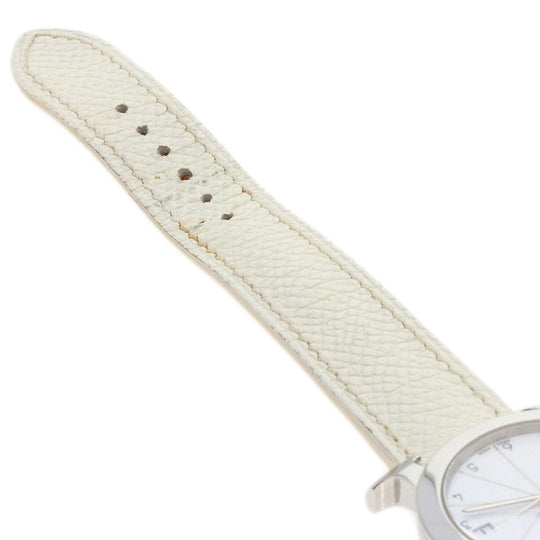 HERMES Watches Quartz HR1.510 Stainless Steel, Leather Silver H watch Rondo white dial Women Used Authentic
