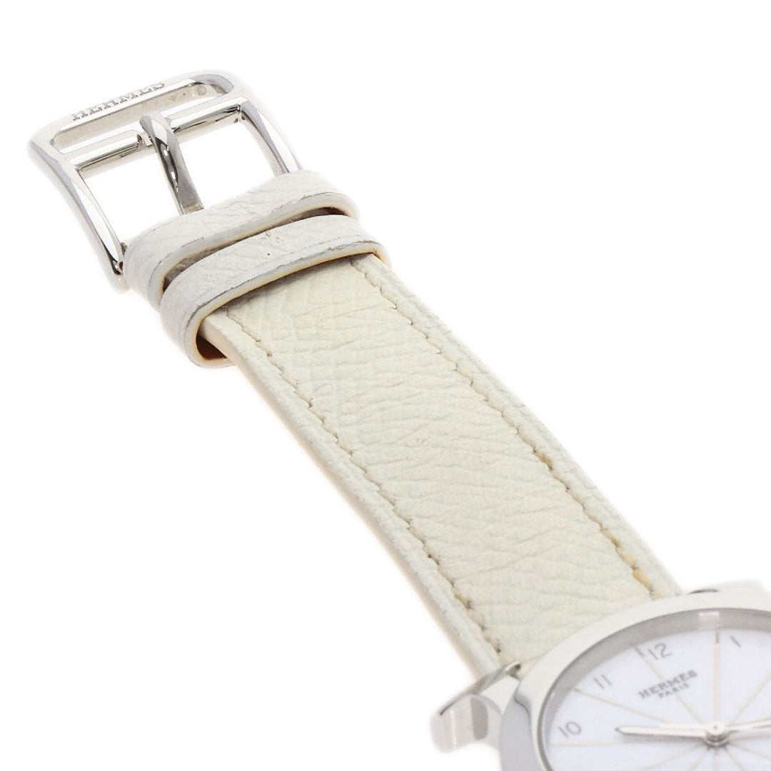HERMES Watches Quartz HR1.510 Stainless Steel, Leather Silver H watch Rondo white dial Women Used Authentic