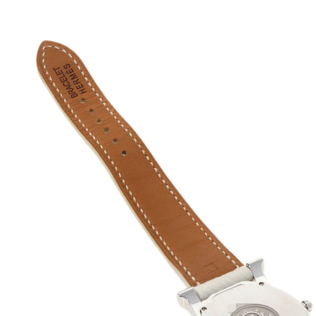 HERMES Watches Quartz HR1.510 Stainless Steel, Leather Silver H watch Rondo white dial Women Used Authentic