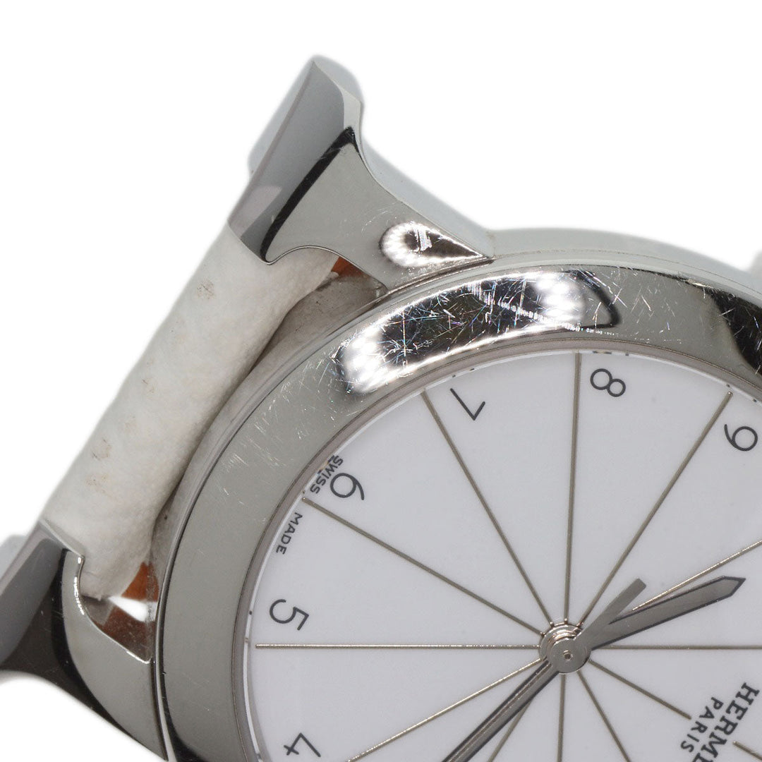 HERMES Watches Quartz HR1.510 Stainless Steel, Leather Silver H watch Rondo white dial Women Used Authentic