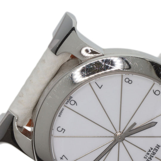 HERMES Watches Quartz HR1.510 Stainless Steel, Leather Silver H watch Rondo white dial Women Used Authentic