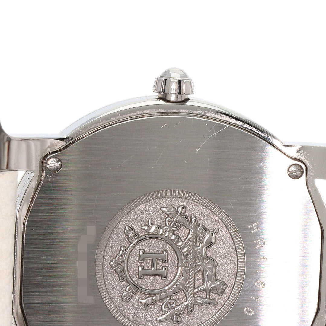 HERMES Watches Quartz HR1.510 Stainless Steel, Leather Silver H watch Rondo white dial Women Used Authentic