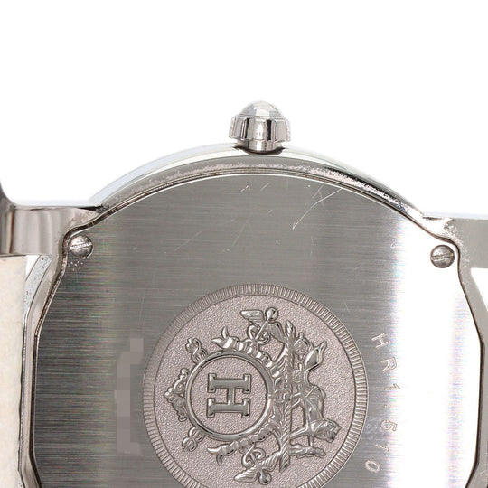 HERMES Watches Quartz HR1.510 Stainless Steel, Leather Silver H watch Rondo white dial Women Used Authentic