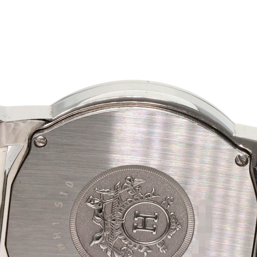 HERMES Watches Quartz HR1.510 Stainless Steel, Leather Silver H watch Rondo white dial Women Used Authentic