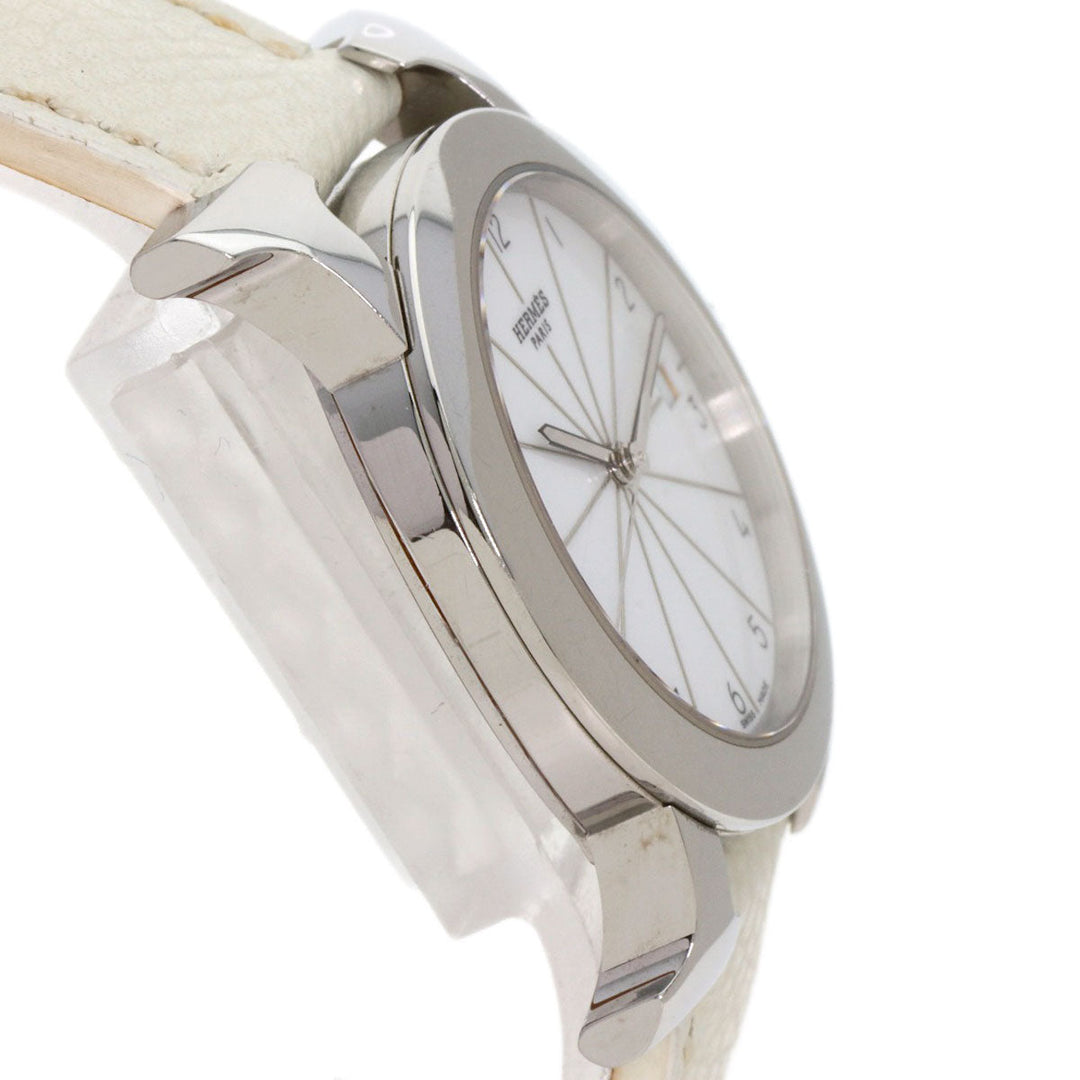 HERMES Watches Quartz HR1.510 Stainless Steel, Leather Silver H watch Rondo white dial Women Used Authentic