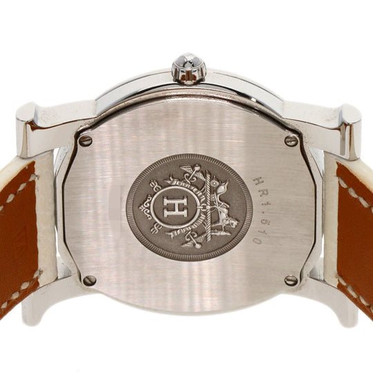 HERMES Watches Quartz HR1.510 Stainless Steel, Leather Silver H watch Rondo white dial Women Used Authentic