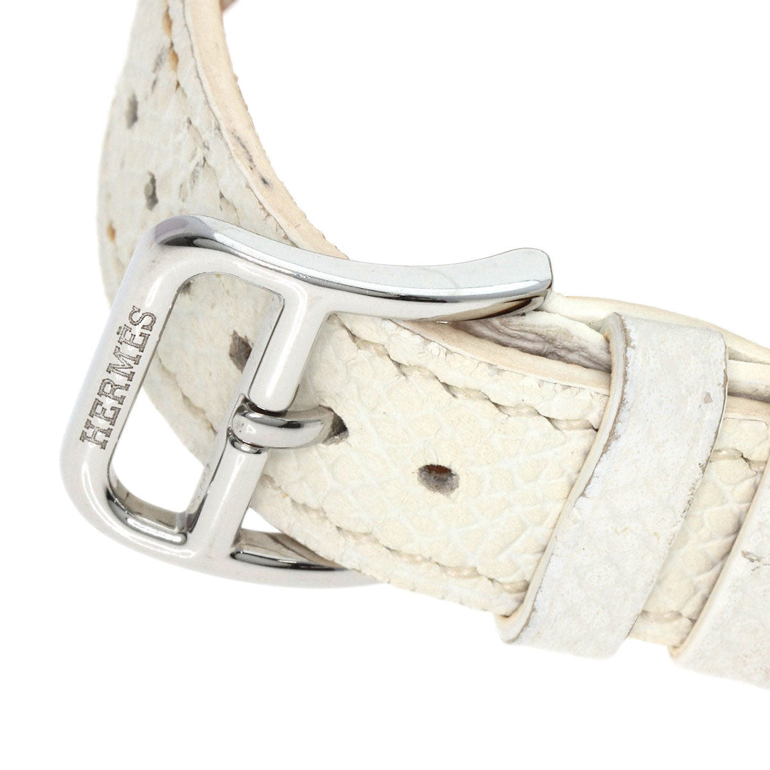 HERMES Watches Quartz HR1.510 Stainless Steel, Leather Silver H watch Rondo white dial Women Used Authentic