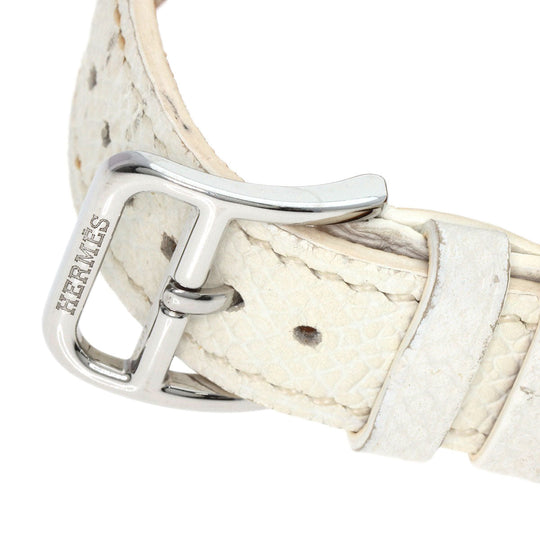 HERMES Watches Quartz HR1.510 Stainless Steel, Leather Silver H watch Rondo white dial Women Used Authentic