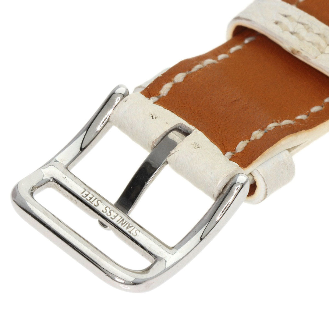 HERMES Watches Quartz HR1.510 Stainless Steel, Leather Silver H watch Rondo white dial Women Used Authentic