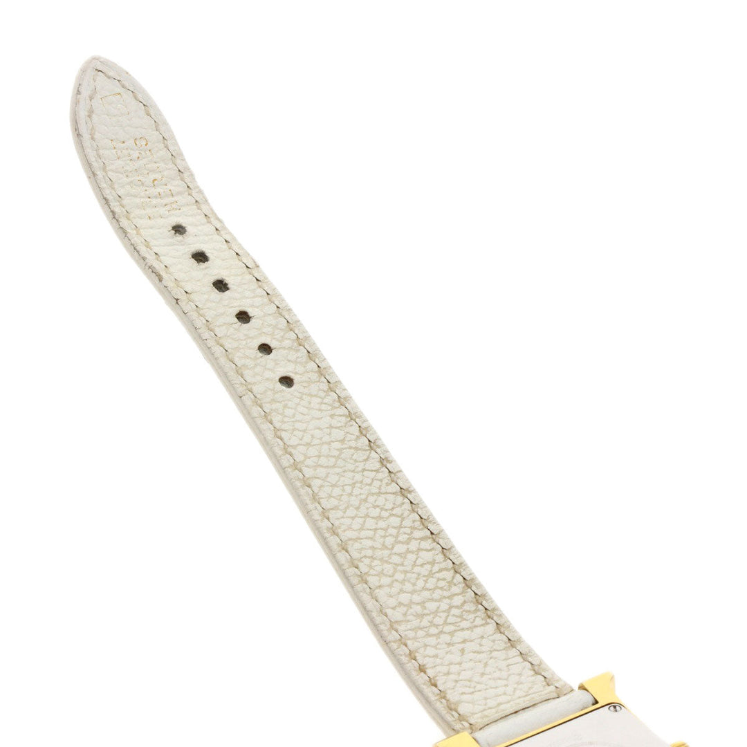 HERMES Watches Quartz HH1.201 Gold Plated, Leather gold H watch white dial Women Used Authentic