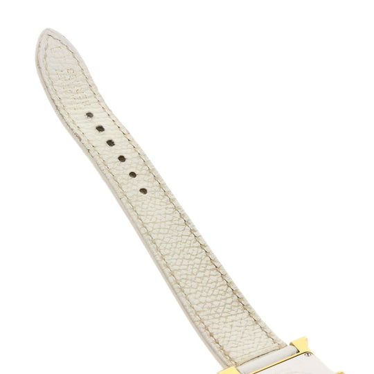 HERMES Watches Quartz HH1.201 Gold Plated, Leather gold H watch white dial Women Used Authentic