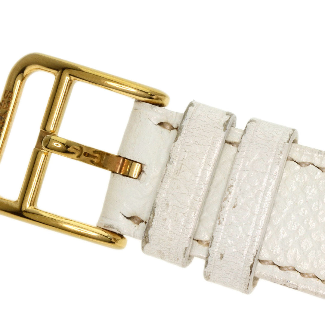 HERMES Watches Quartz HH1.201 Gold Plated, Leather gold H watch white dial Women Used Authentic