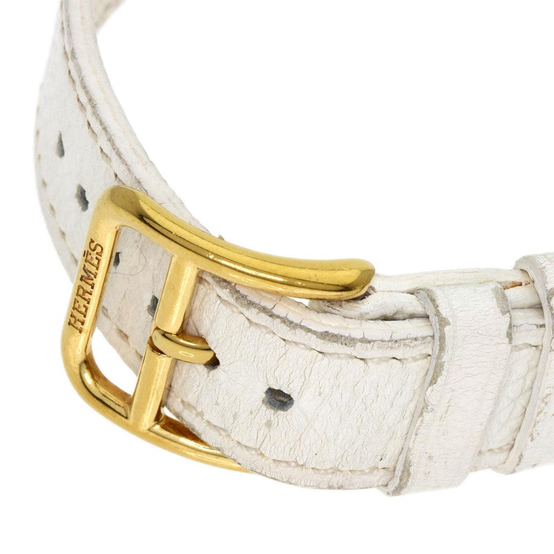 HERMES Watches Quartz HH1.201 Gold Plated, Leather gold H watch white dial Women Used Authentic
