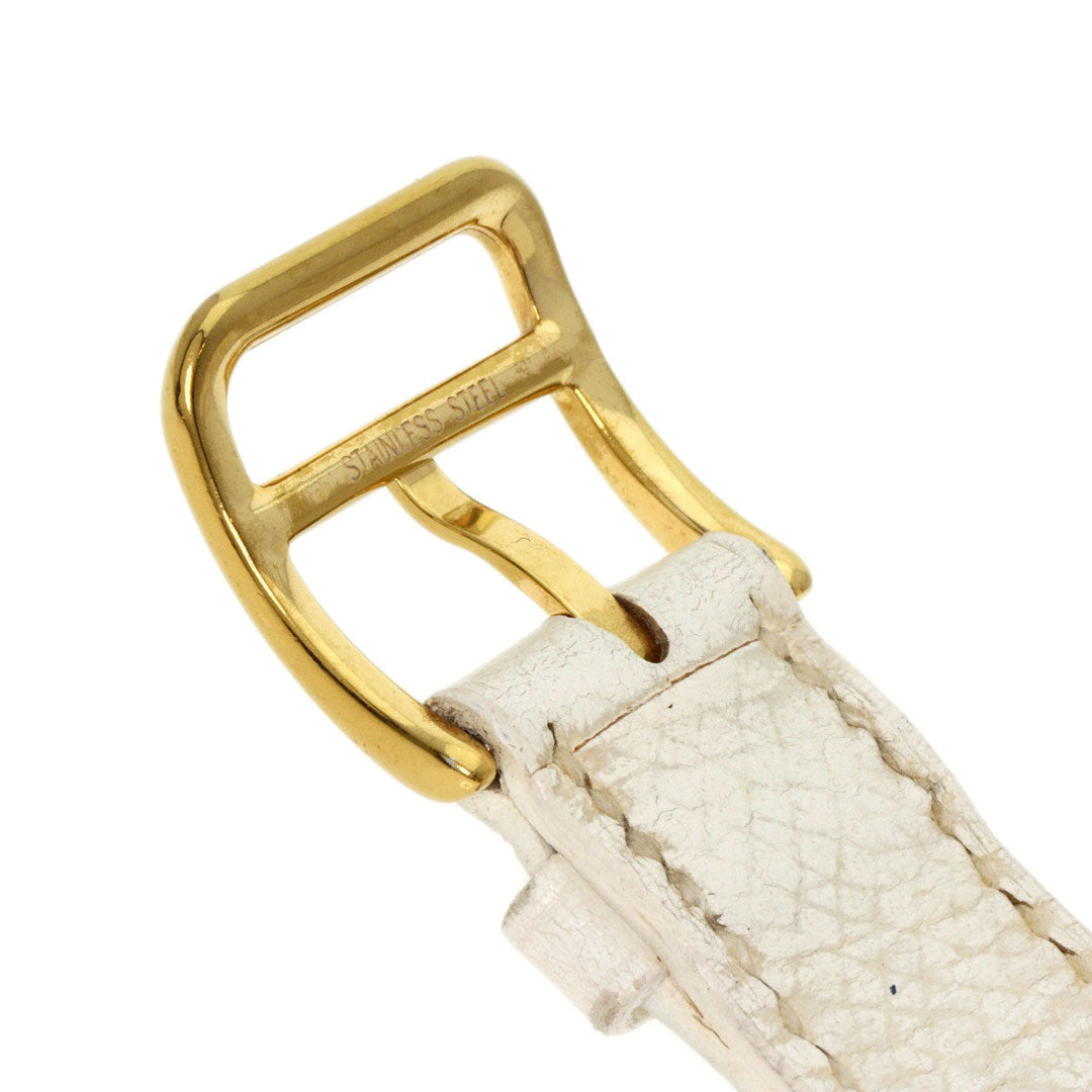 HERMES Watches Quartz HH1.201 Gold Plated, Leather gold H watch white dial Women Used Authentic